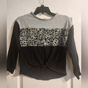 I.n. girl Black and Gray Snow Leopard Furry Sweater | Size Medium (10-12)